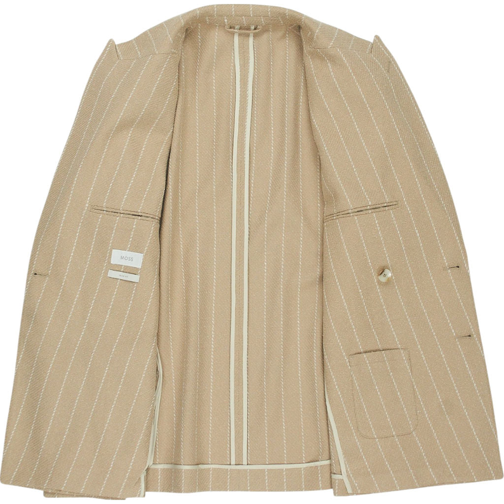 Moss Beige Striped Slim Fit Blazer 34"