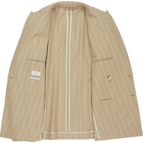 Moss Beige Striped Slim Fit Blazer 34"