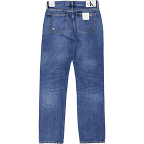 Calvin Klein Blue Distressed Low Rise Straight Jeans