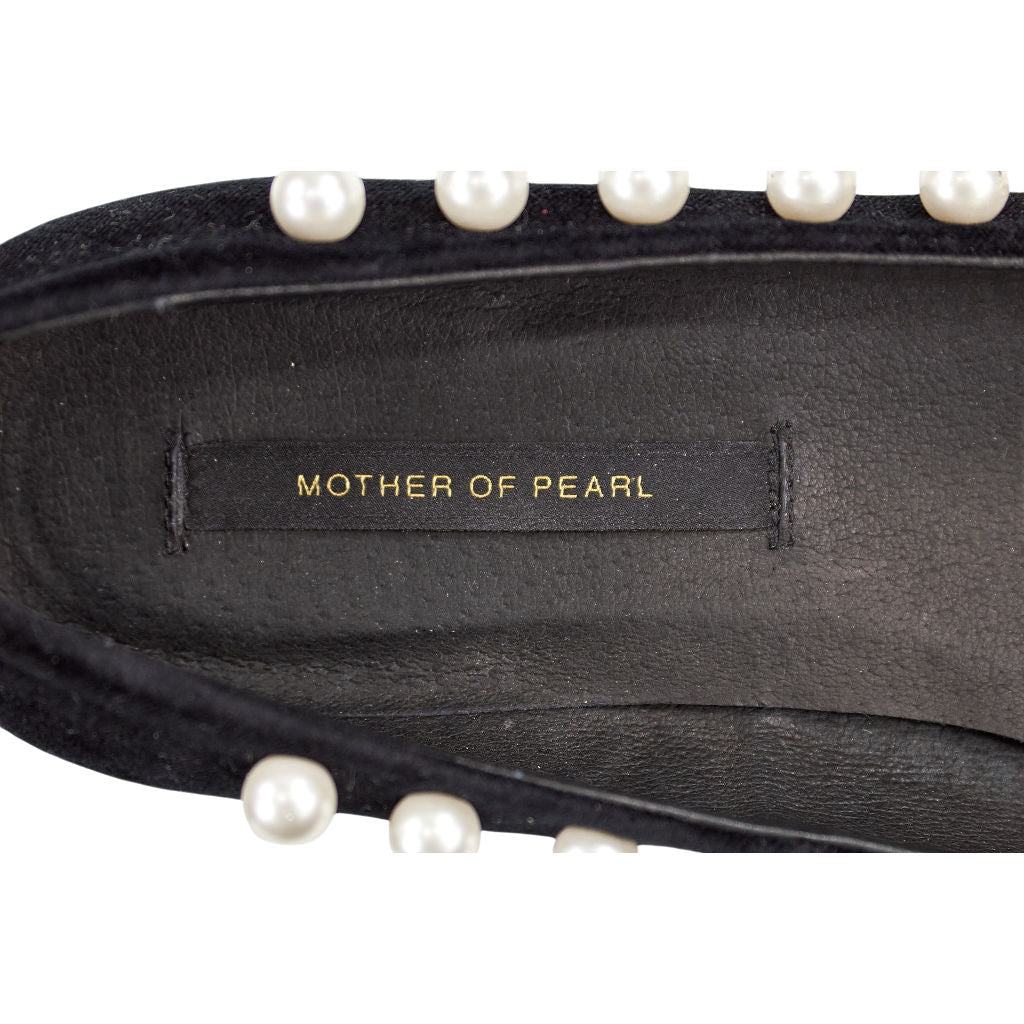 Mother of Pearl Black Pearl Embellished Flats