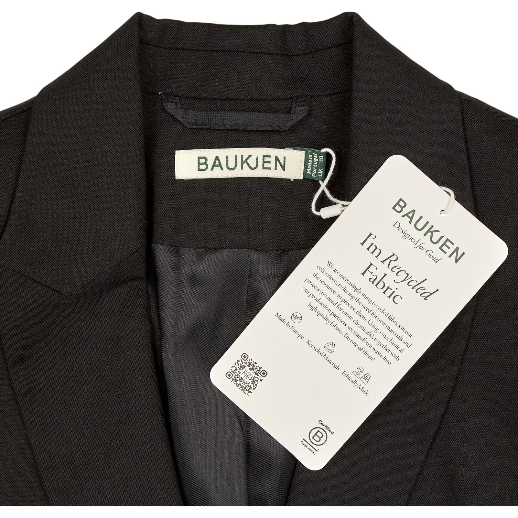 Baukjen Black Blazer Recycled Fabric Jacket