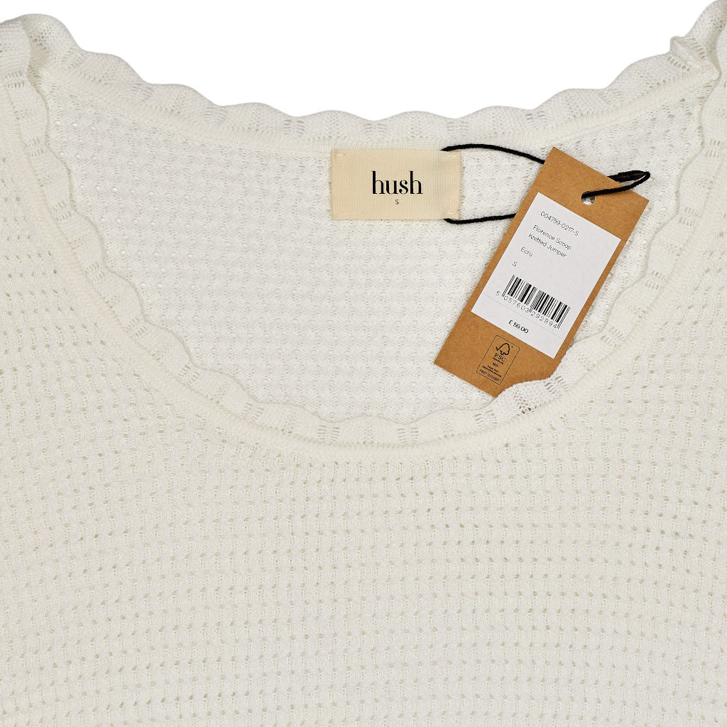 Hush White Florence Scoop Knitted Jumper