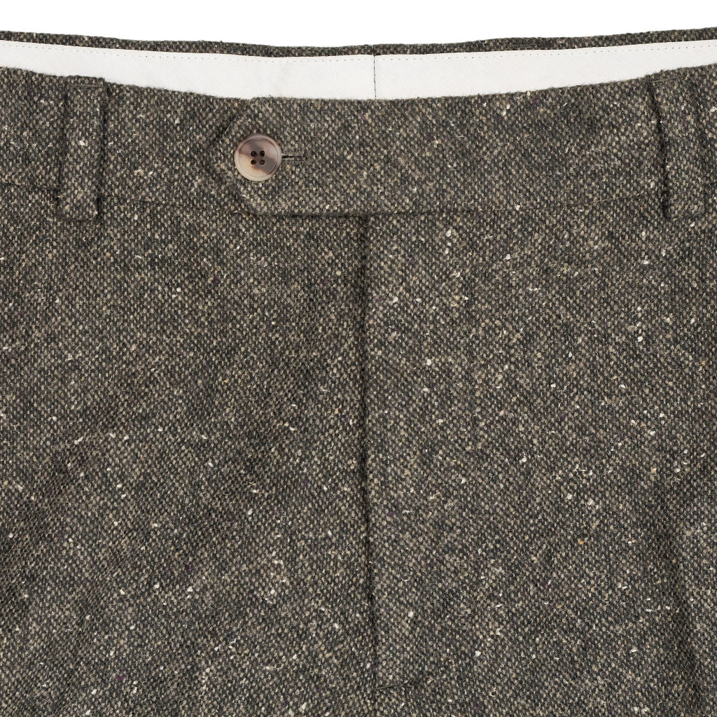 Moss Khaki Tweed Slim Fit Trousers