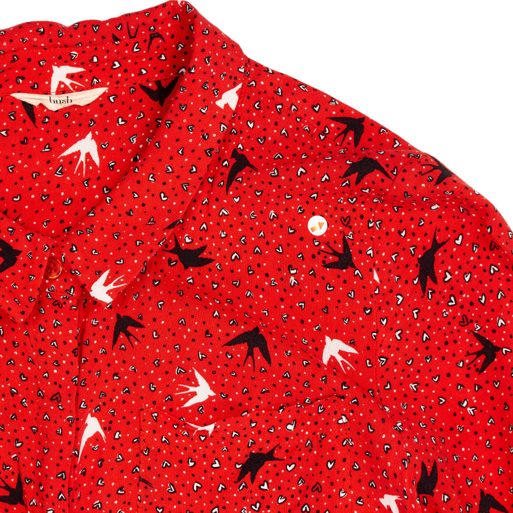 Hush Red Bird Print Dress UK 8