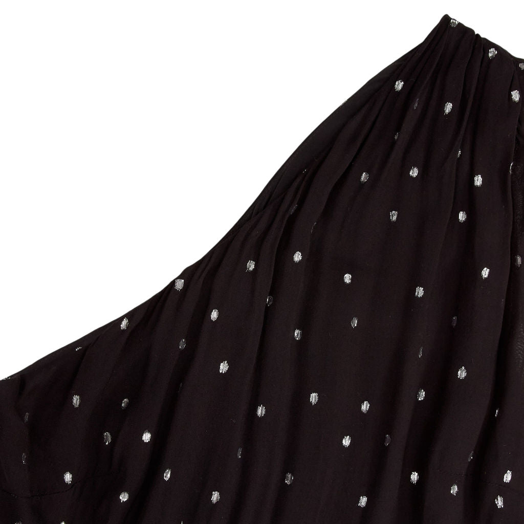 Wyse Black One-Shoulder Polka Dot Jumpsuit