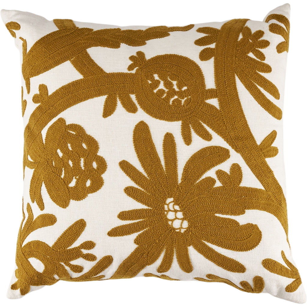 Elitis Gold Floral Pattern Cushion