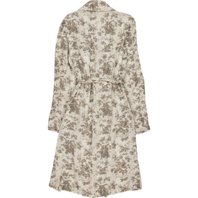 By Walid Grey Rose Print Linen Trench Coat