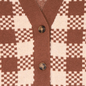 OMNES Brown Cream Athena Check Cardigan
