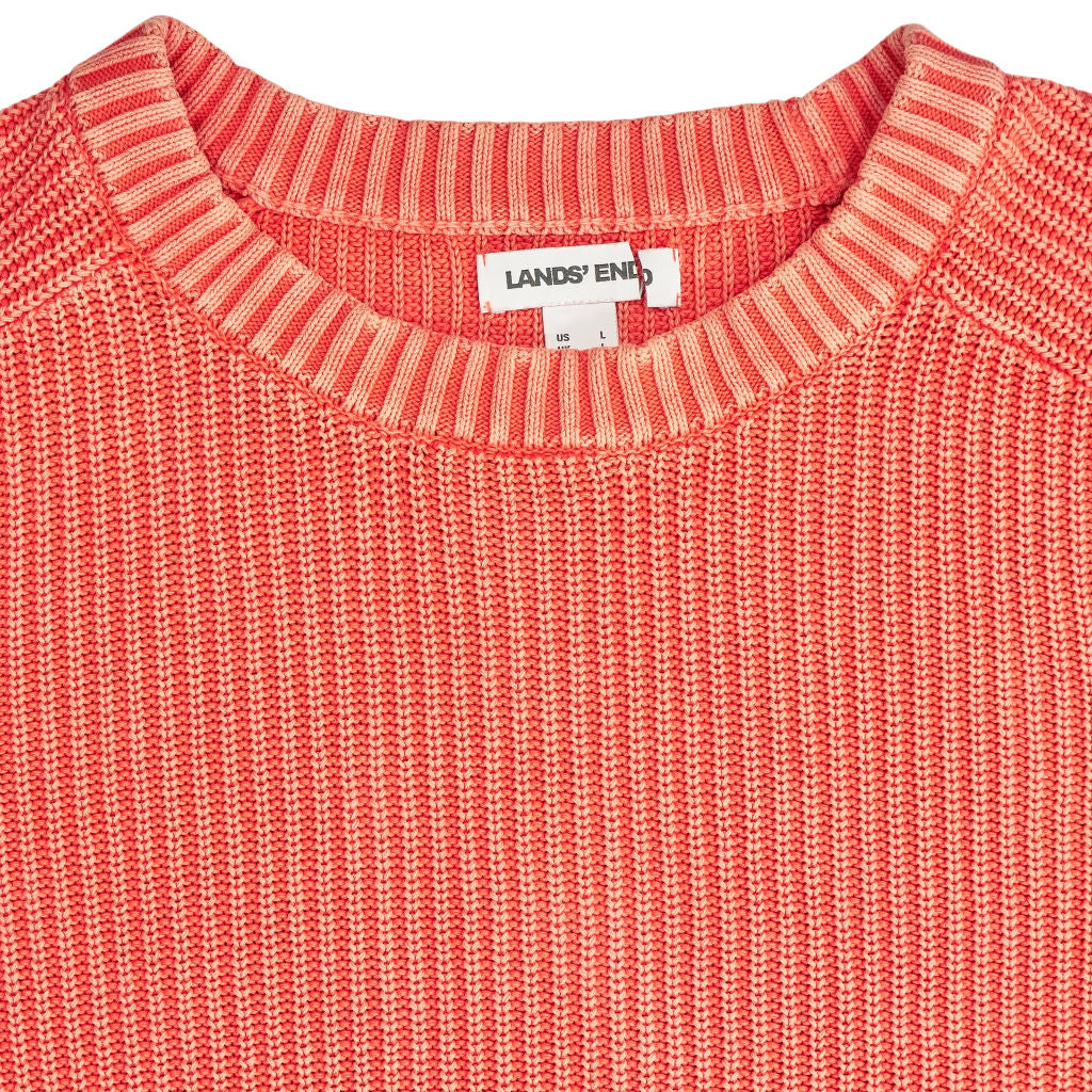 Lands' End Washed Orange Ribbed Jumper