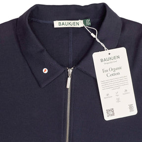 Baukjen Navy Organic Cotton Zip Collar Top