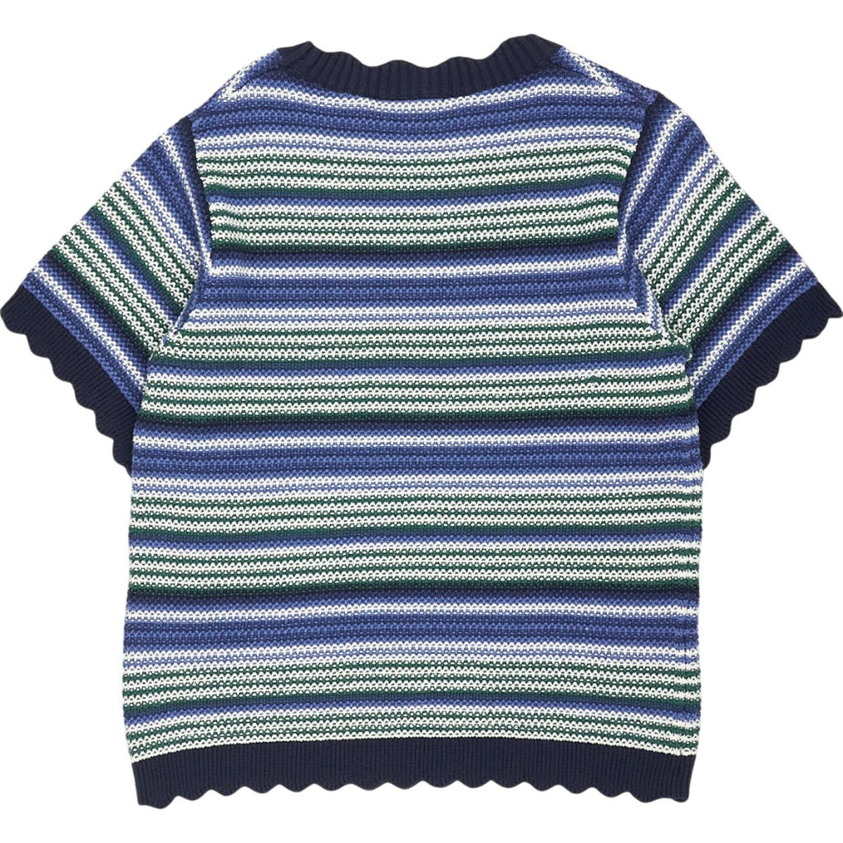 Wyse Blue Multi Stripe Knit Tee S