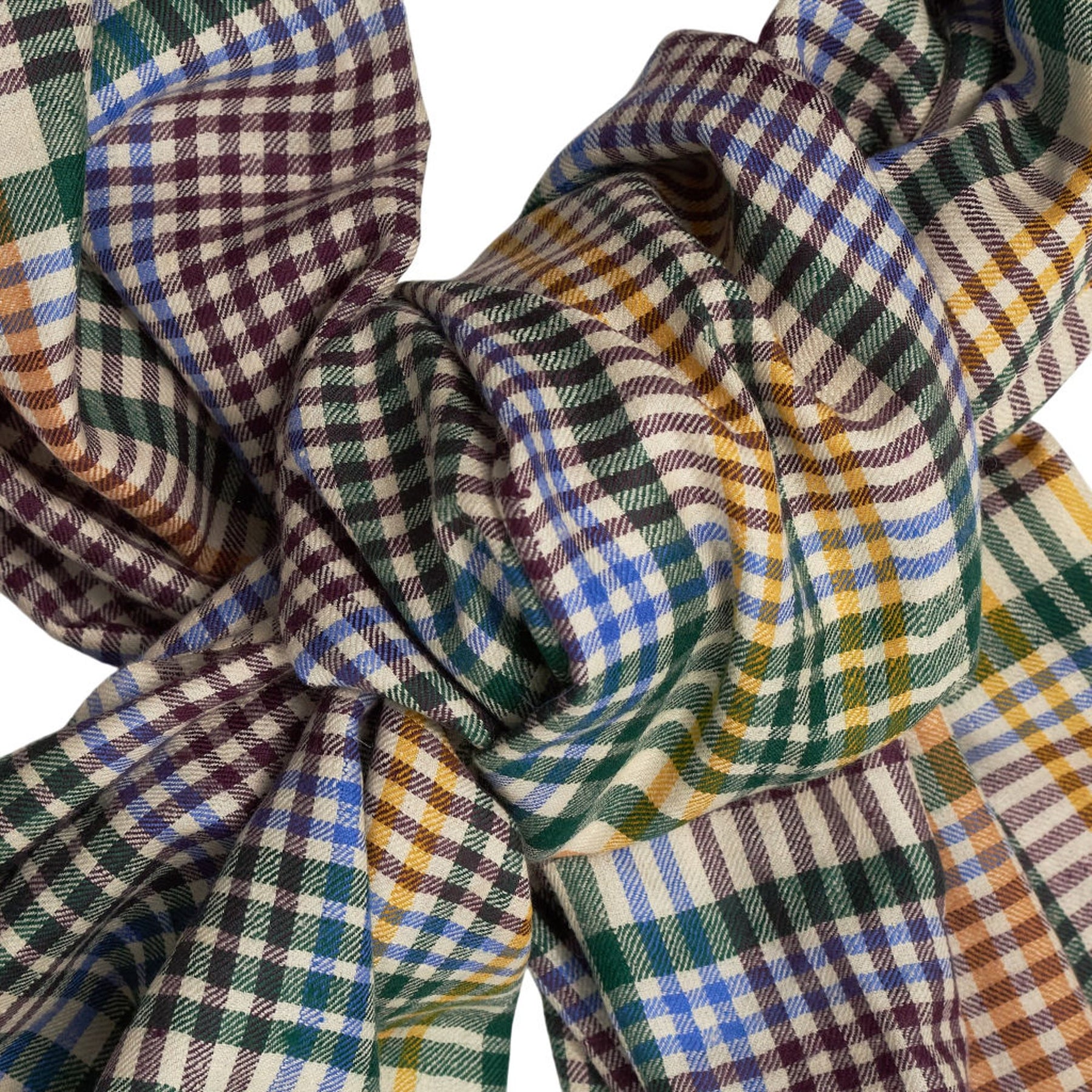 Drake's Multicoloured Check Cashmere Scarf