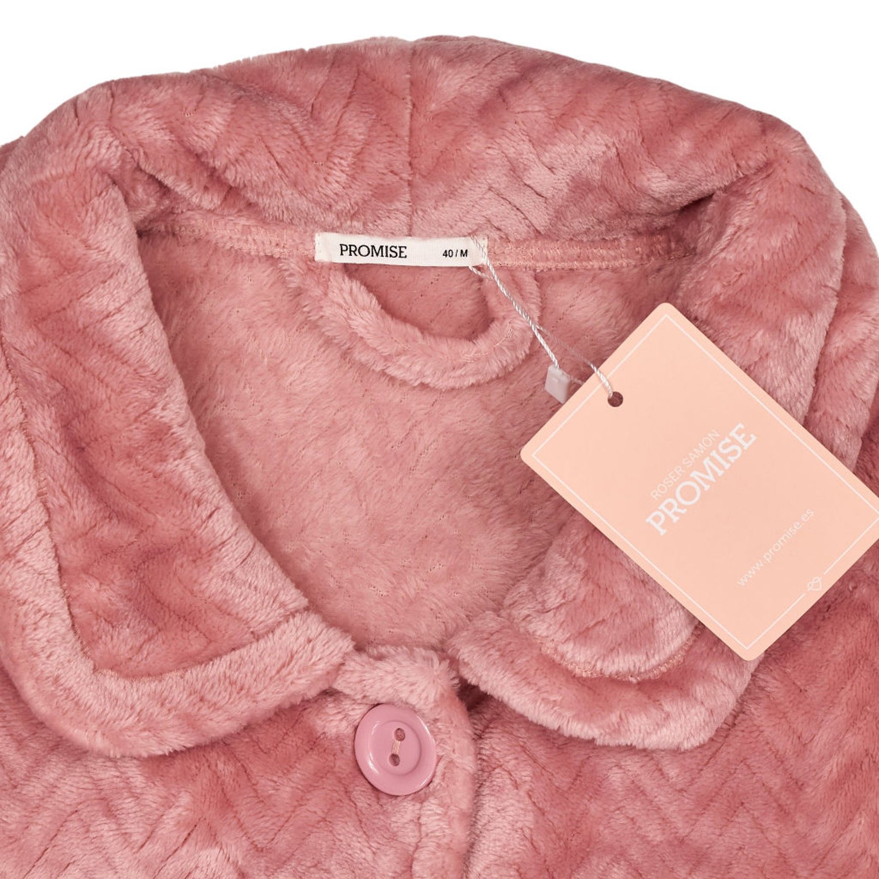 Promise Pink Jacquard Button-Down Robe