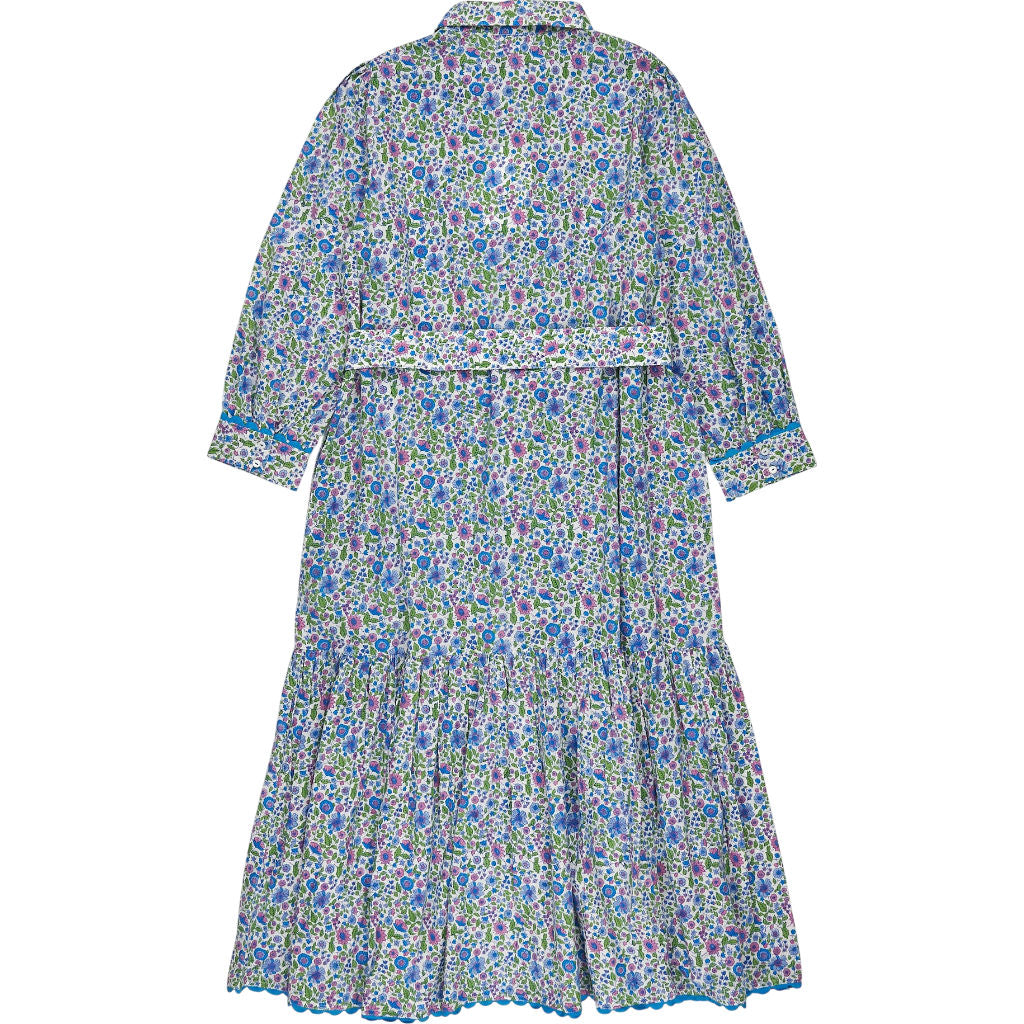 Pink City Prints Blue Floral Maxi Dress L