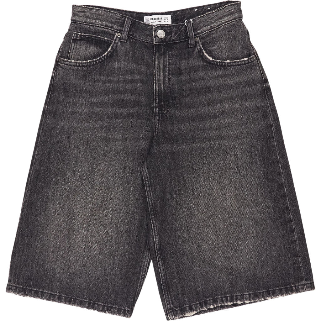 Pull & Bear Black Denim Bermuda Shorts