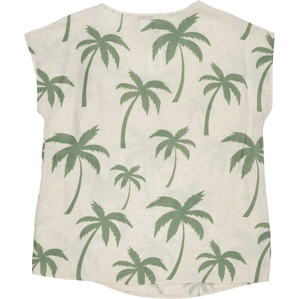 Wallis Cream Green Palm Tree Knot Detail Top