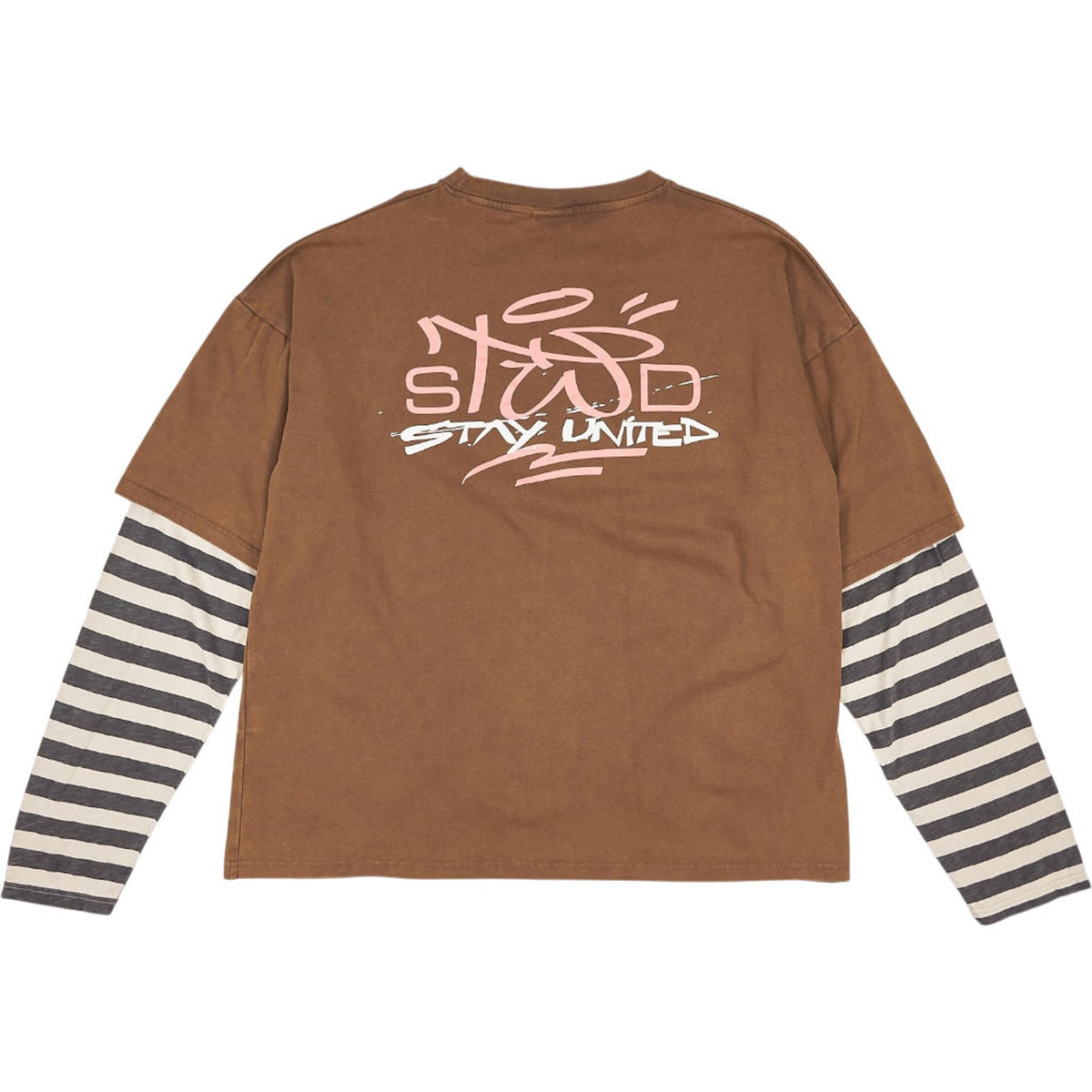 Pull & Bear Brown Graphic Long Sleeve T-Shirt