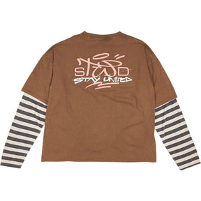 Pull & Bear Brown Graphic Long Sleeve T-Shirt