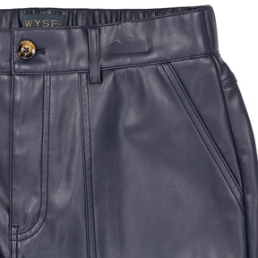 Wyse Blue Faux Leather Lara Joggers