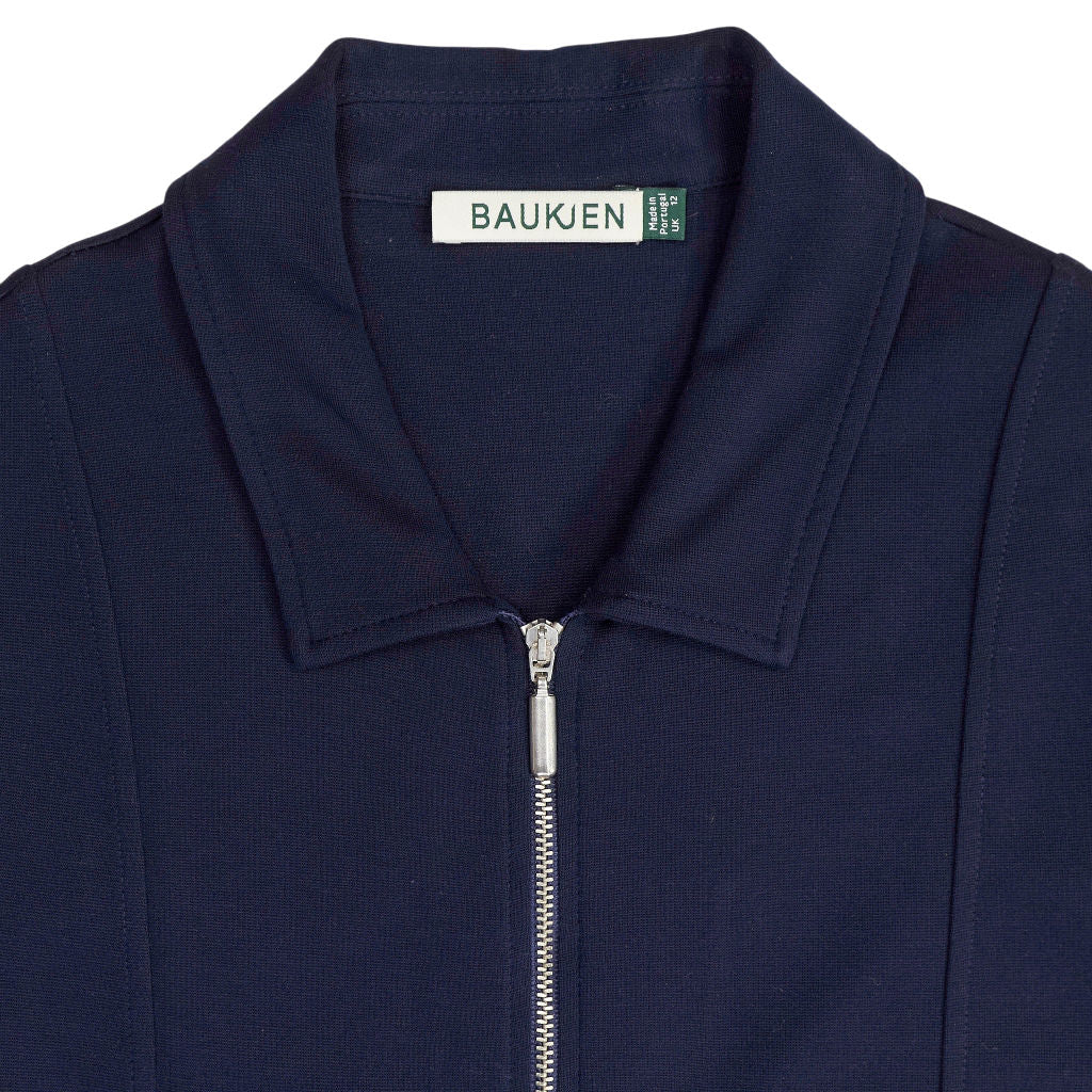 Baukjen Navy Zip Collar Midi Dress
