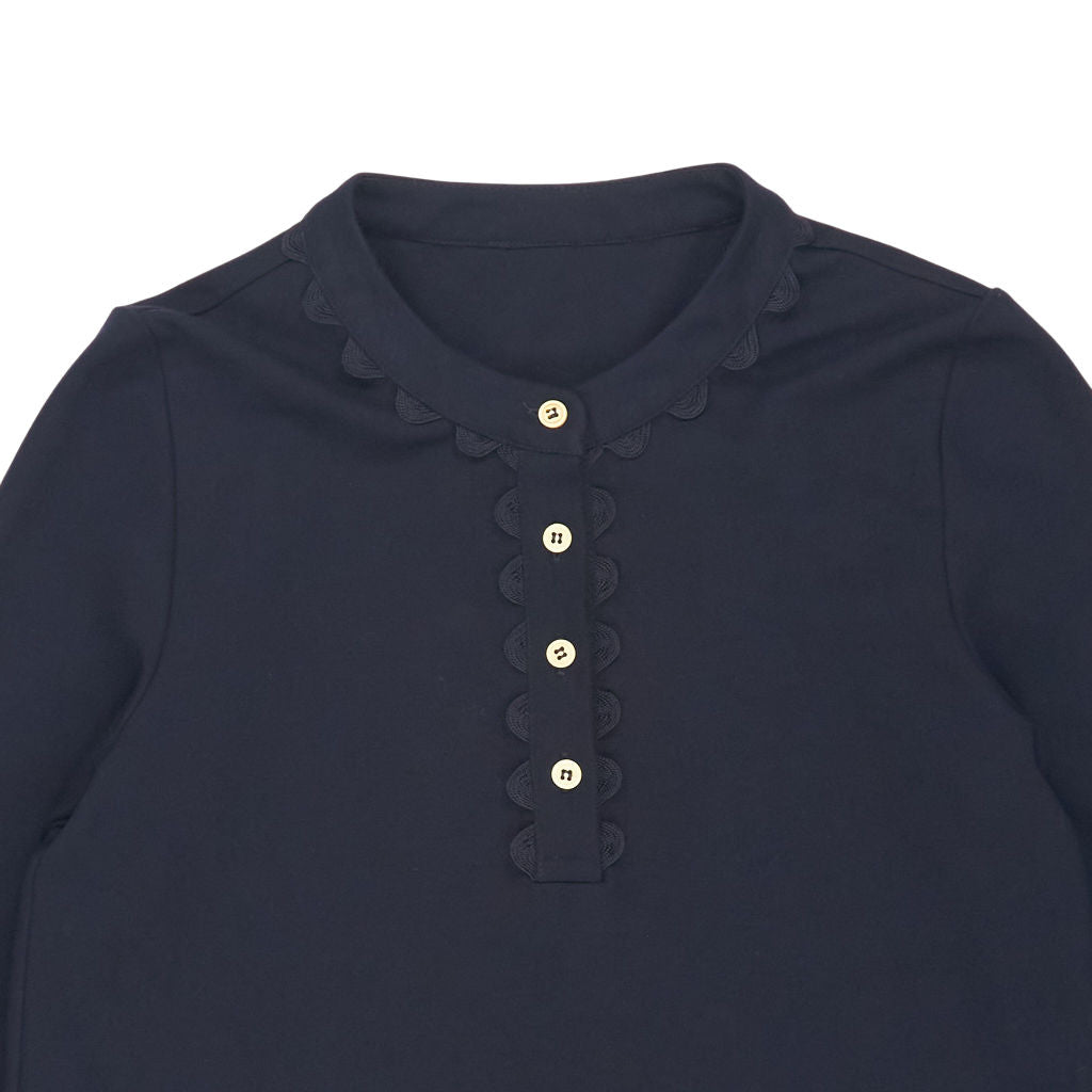 Wyse Navy Scalloped Buttoned Shirt