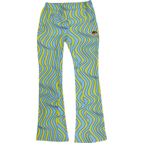 Fiorucci Blue Yellow Wave Mesh Flare Trousers