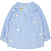 Pink City Prints Blue Cloud Embroidered Blouse