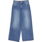 seventy + mochi Blue Cropped Wide Leg Jeans