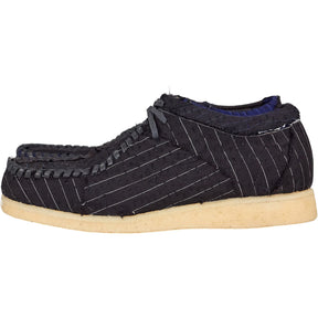 By Walid Black Blue Moccasin Shoes