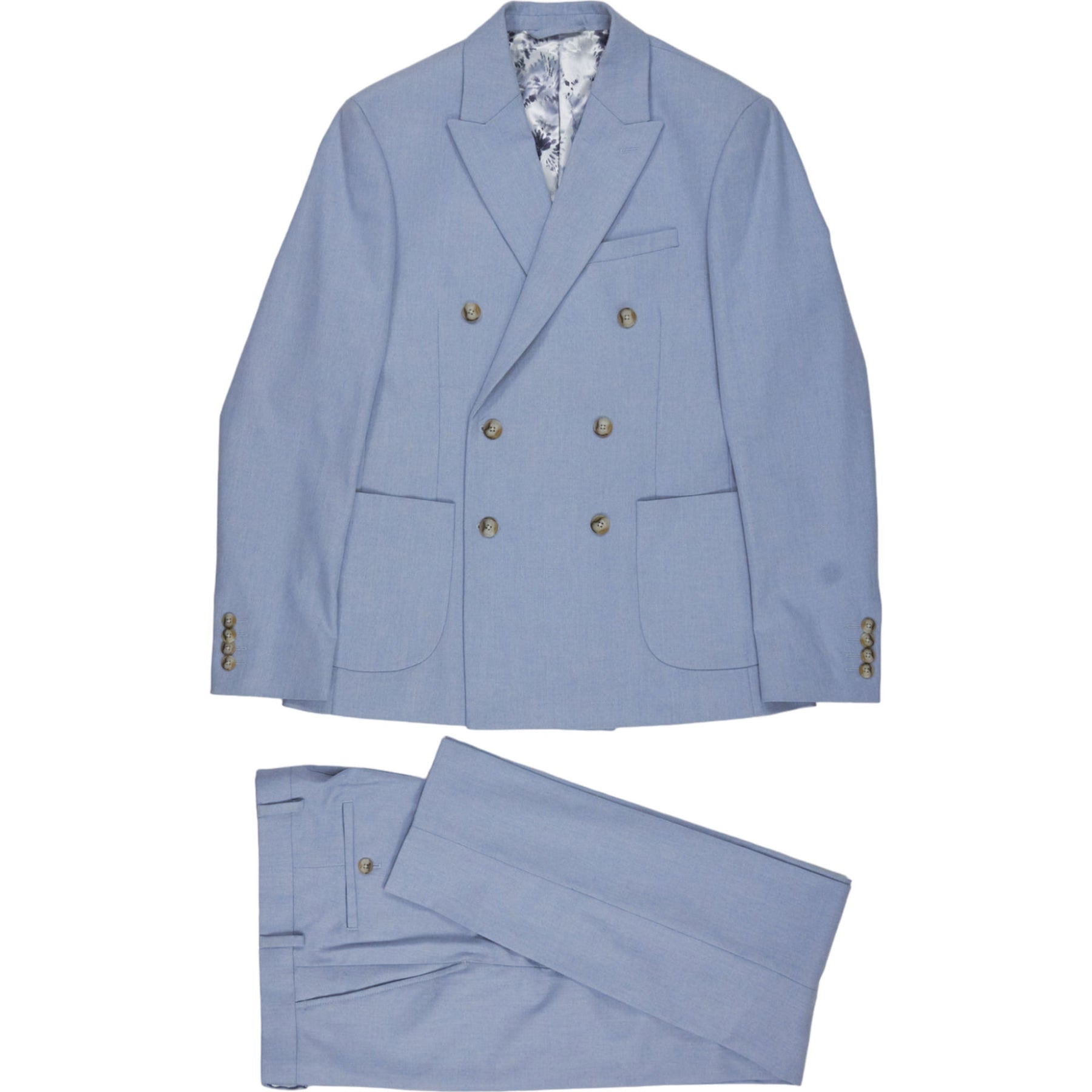 Moss Blue Slim Fit Suit Double Breasted