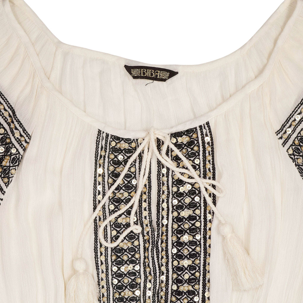 Biba White Embroidered Boho Dress