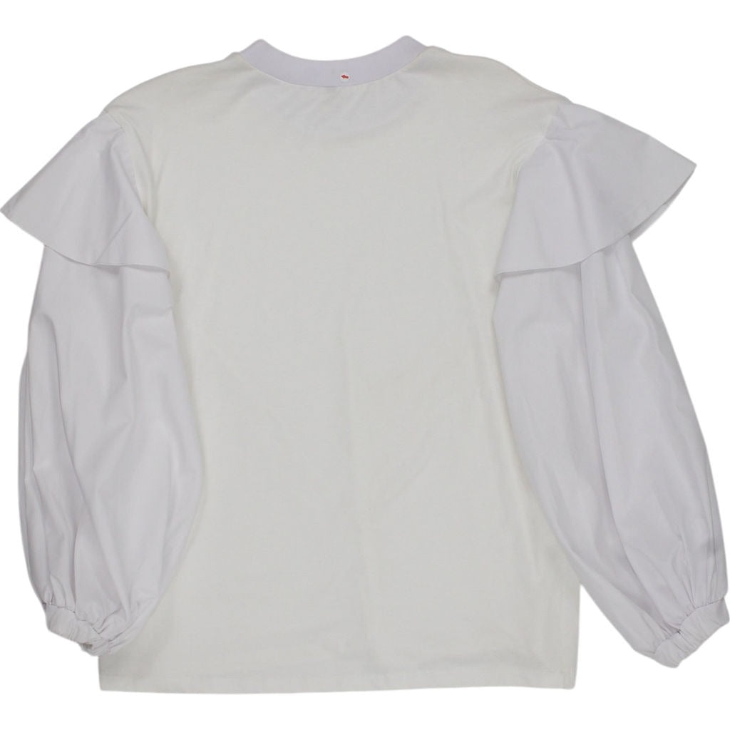 Mother of Pearl White Ruffle Sleeve Top Medium