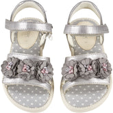 Geox Silver J.Karly Sandals Floral Accents