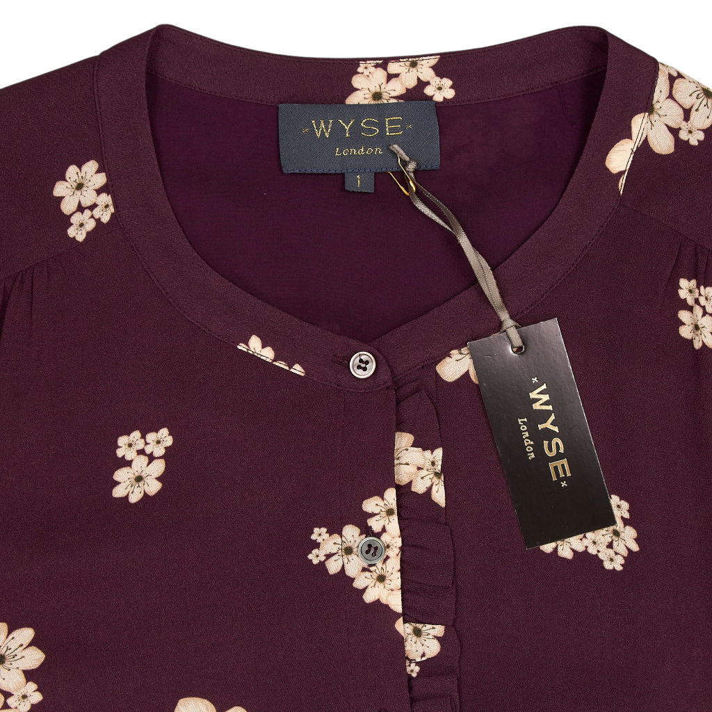WYSE Deep Plum Nora Blouse