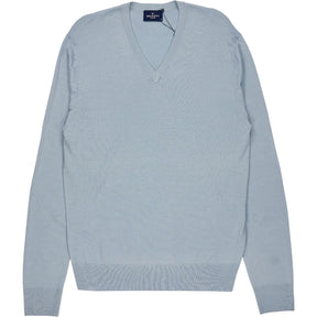 Hackett Blue Merino Silk V-Neck Jumper