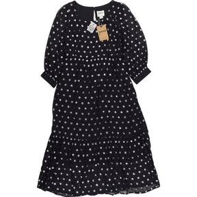 Joanie Bouvier Black Metallic Polka Dot Dress