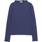 Beaufort & Blake Navy Ruffle Neck Top