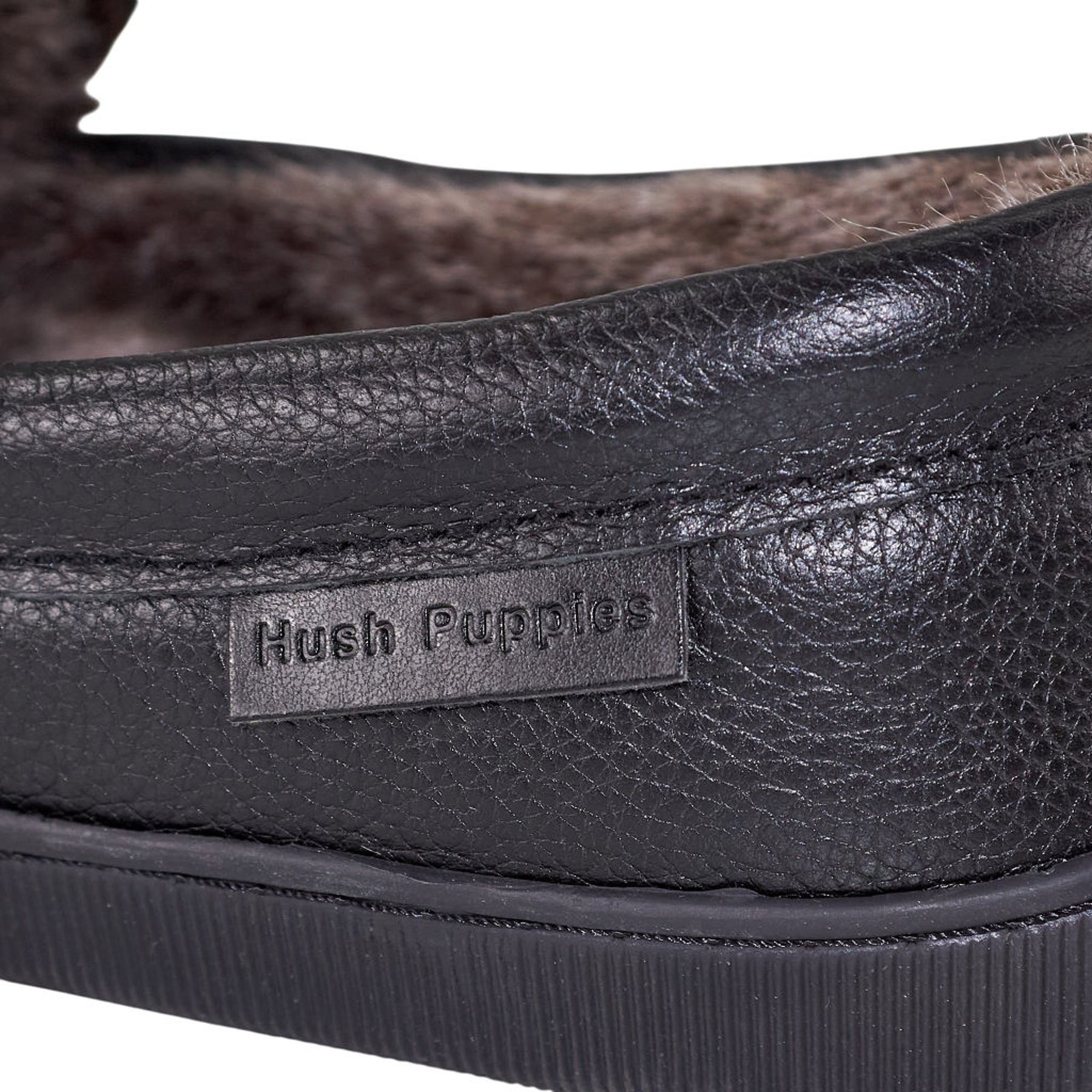Hush Puppies Black Ace Leather Slippers