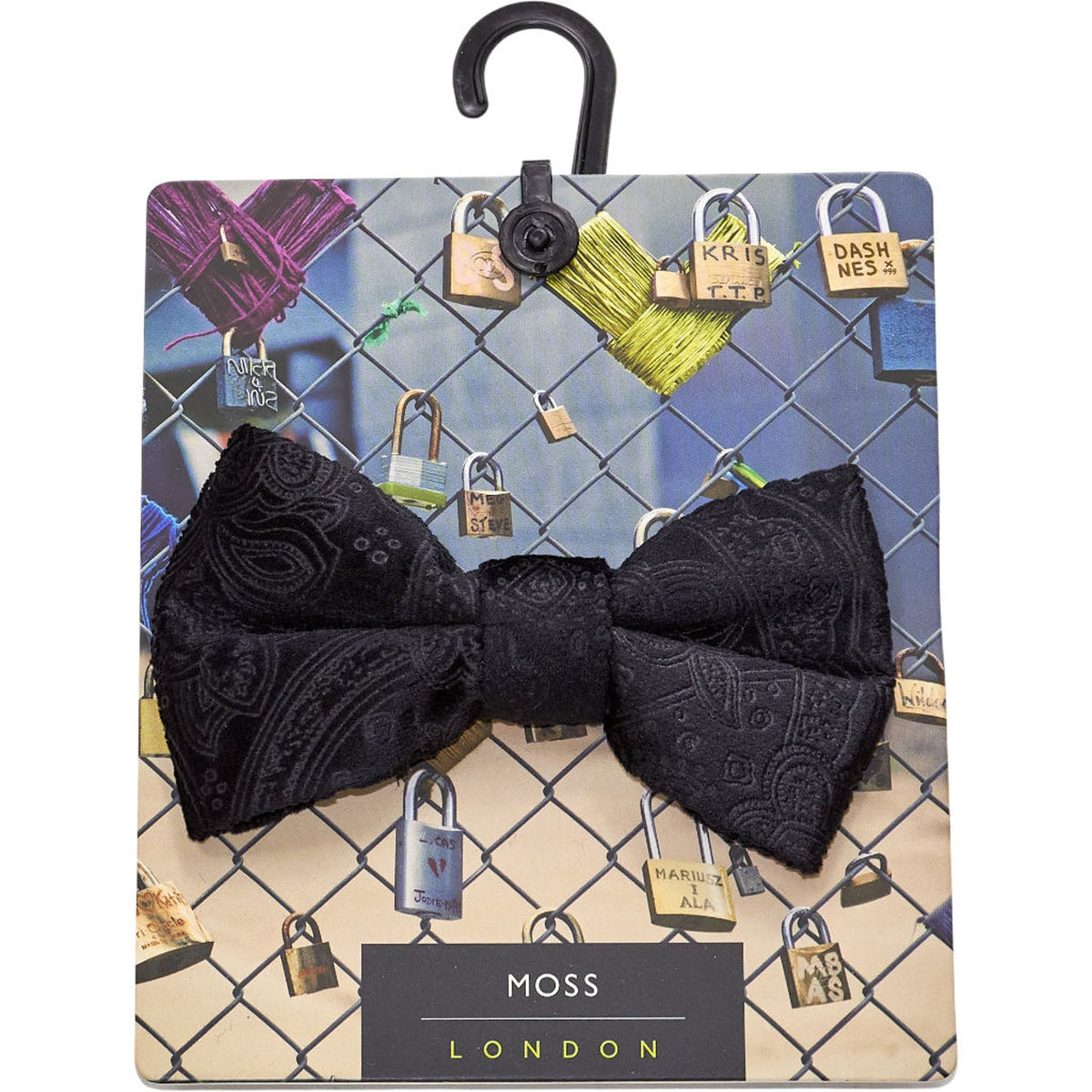 Moss London Black Paisley Bow Tie