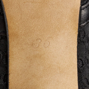 Mother of Pearl Black Bow Heeled Mules