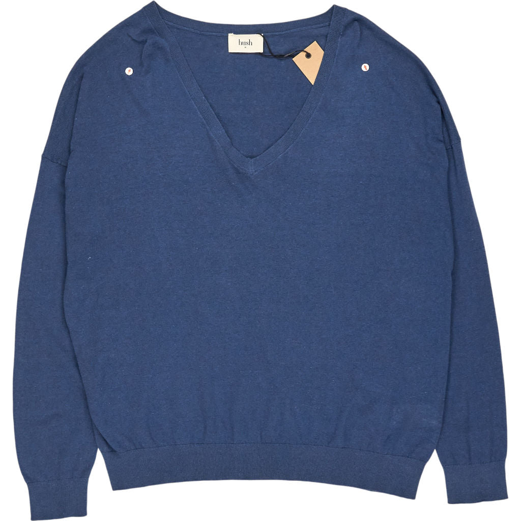 Hush Inky Blue Lowenna Linen Blend Jumper