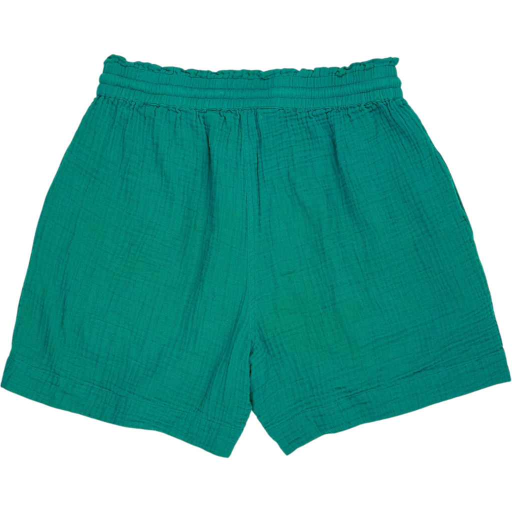 NRBY Teal Crinkle Cotton Shorts
