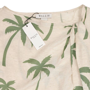 Wallis Cream Green Palm Tree Knot Detail Top