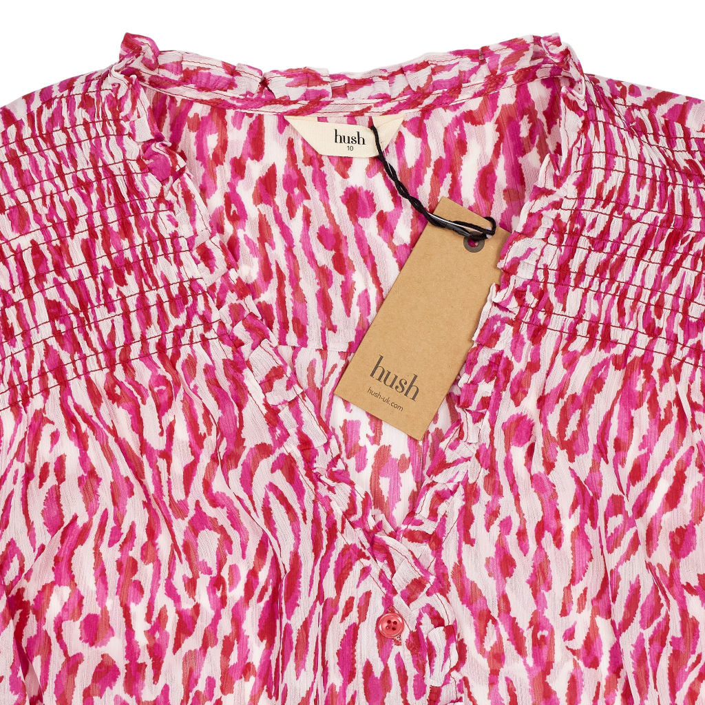 Hush Pink Abstract Emilie V-Neck Blouse