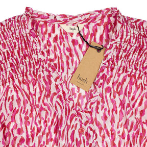 Hush Pink Abstract Emilie V-Neck Blouse