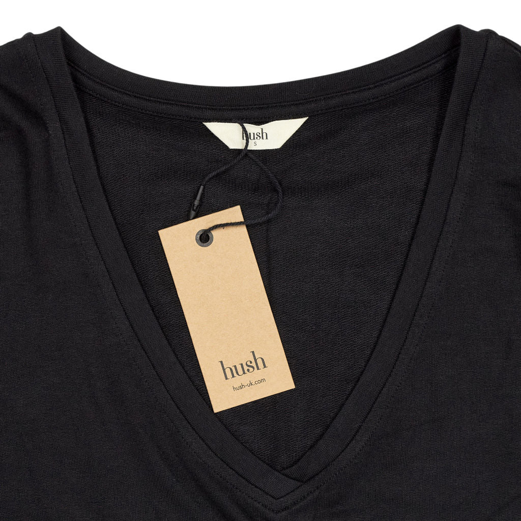 Hush Black V Neck Wide Jersey Top