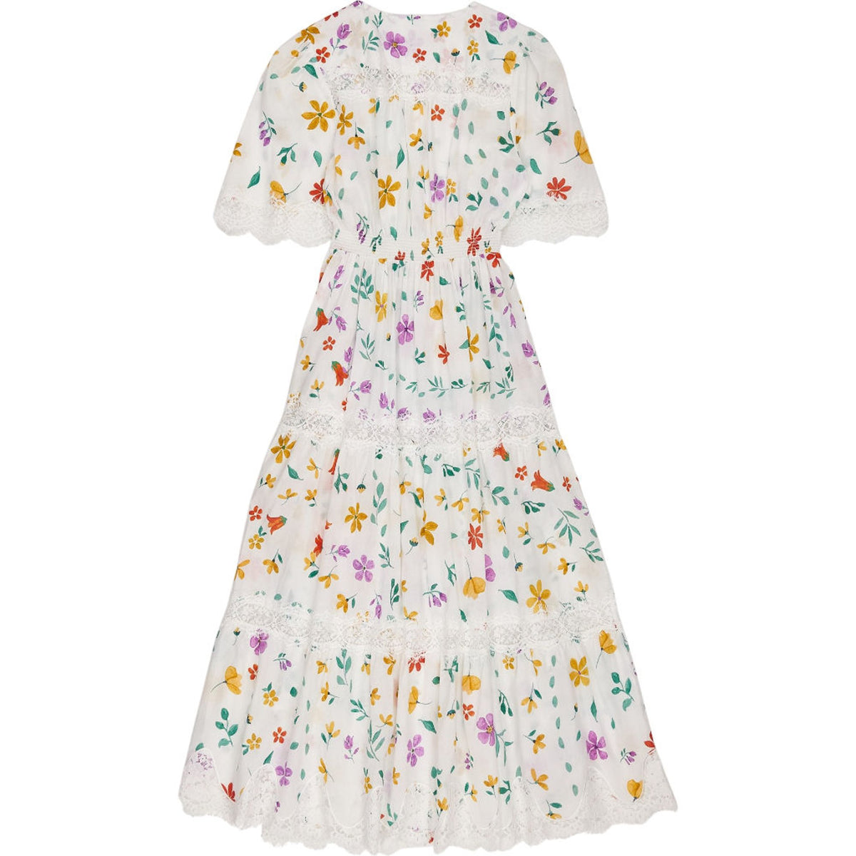 WYSE Floral Lace White Maxi Dress