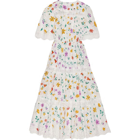 WYSE Floral Lace White Maxi Dress