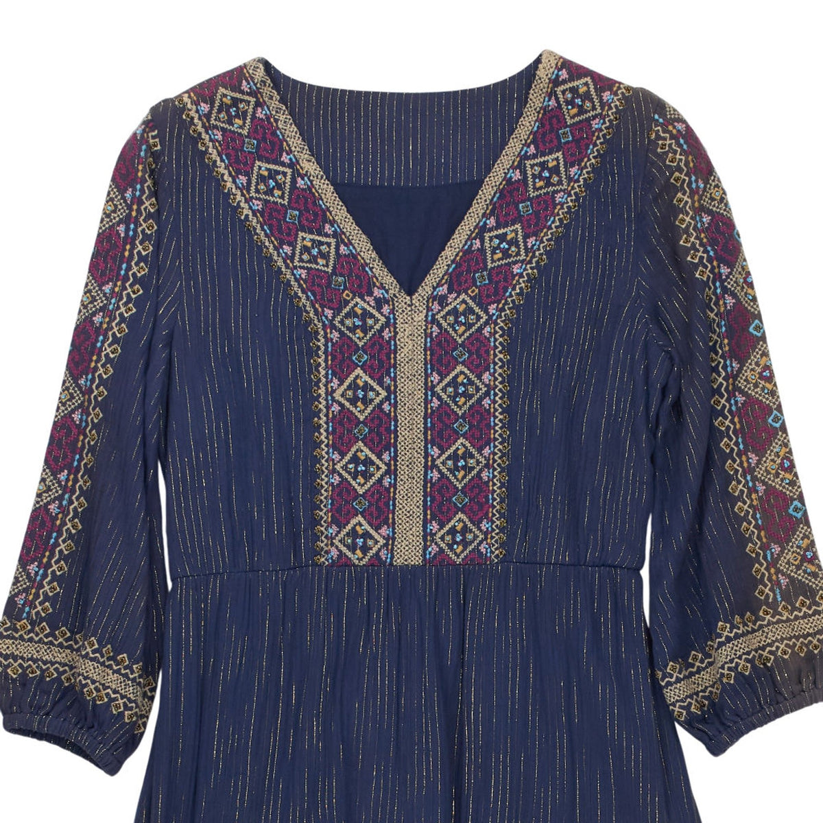 WYSE Blue Lurex Embroidered Midi Dress