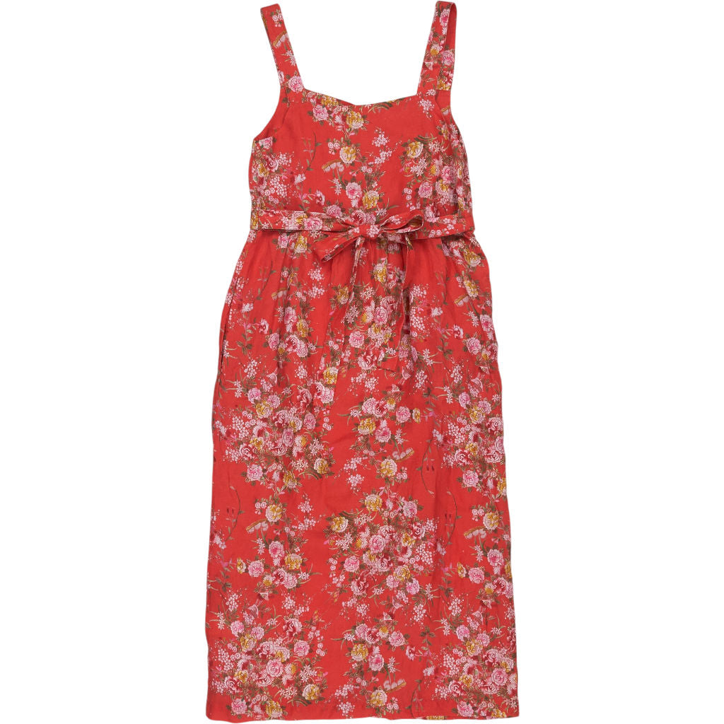 By Walid Red Floral Linen Dress
